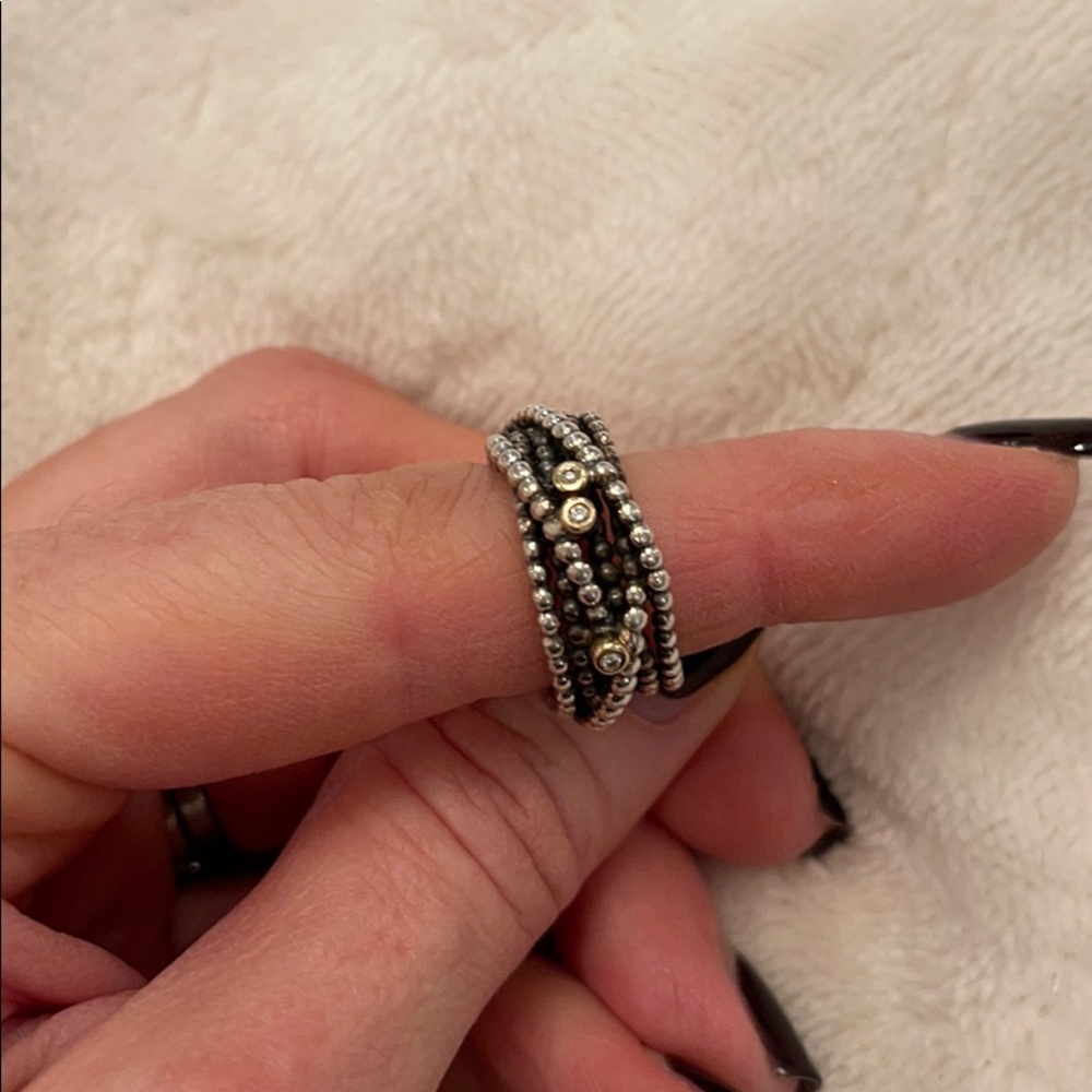 Pandora ring with gold and diamonds